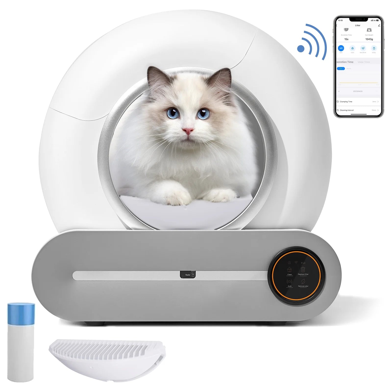 PawLuxe™ MaxClean 65L Automatic Self-Cleaning Litter Box – App-Controlled, Fully Enclosed, Multi-Cat Ready