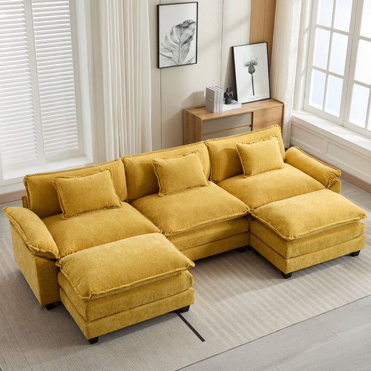 CloudHaven™ 120” U-Shaped Comfy Cloud Couch with 2 Ottomans – by Epic Finds