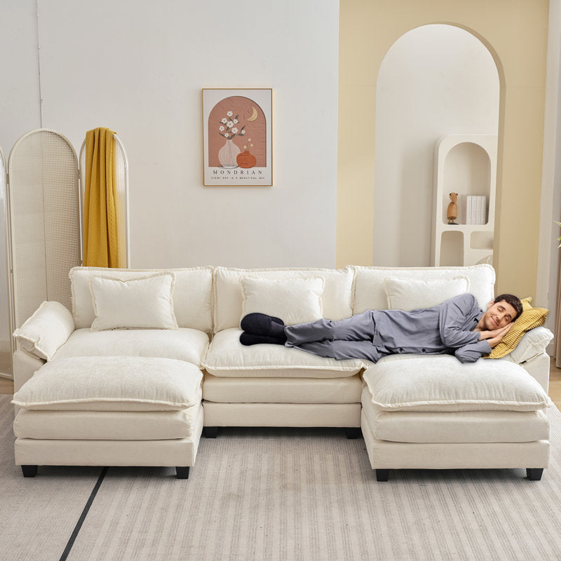 CloudHaven™ 120” U-Shaped Comfy Cloud Couch with 2 Ottomans – by Epic Finds