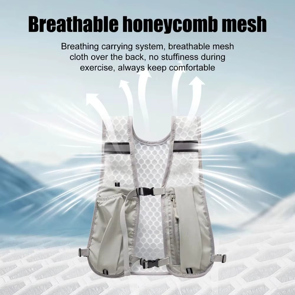 New Running Water Bottle Storage Vest Lightweight Running Vest Reflective Hydration Water Chest Pack with Phone Holder