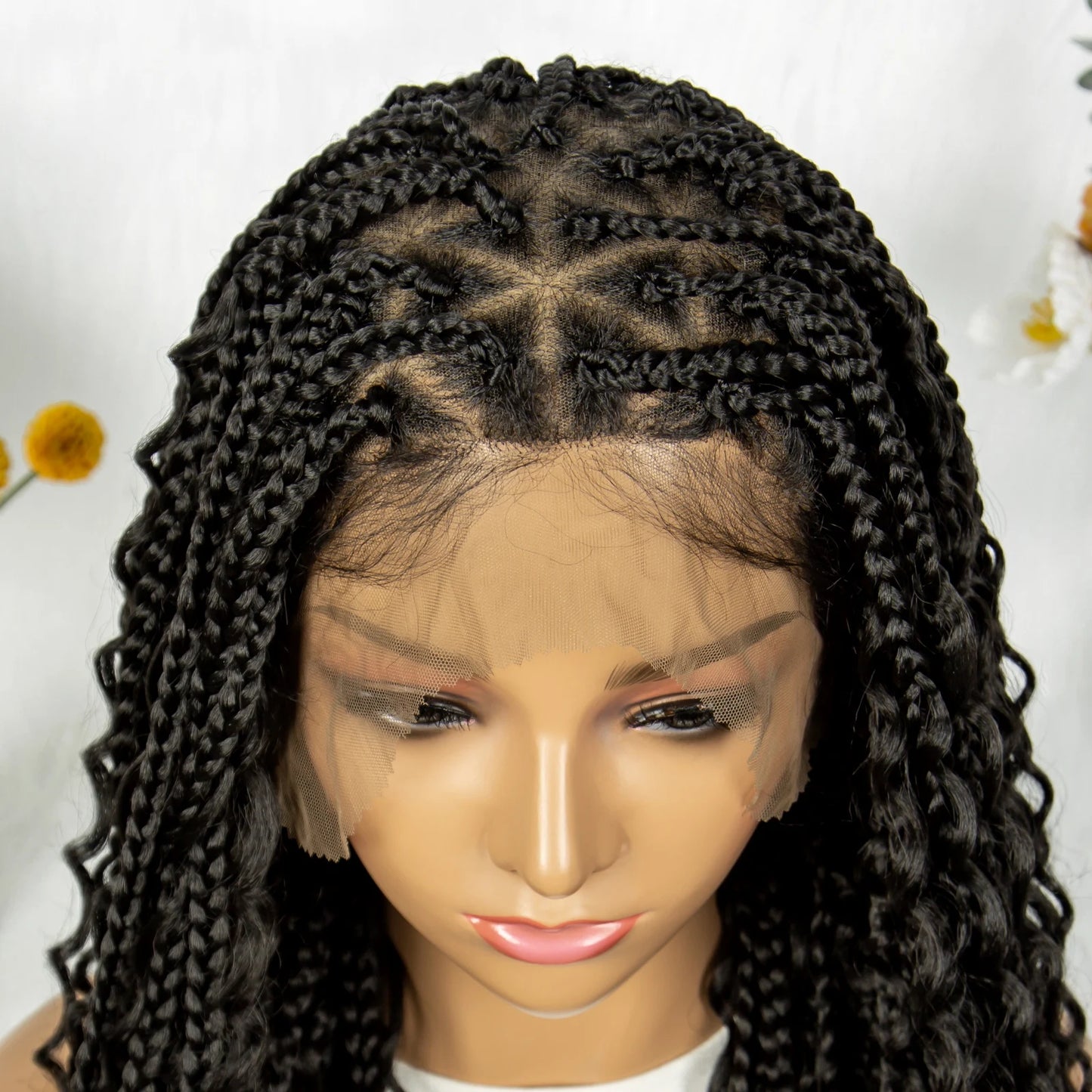 BohoGoddess™ Braided Wig – Full Lace Bohemian Box Braids with Curly Ends & Baby Hairs