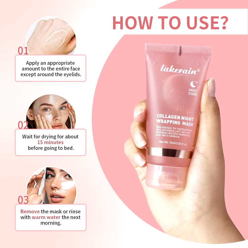 Revitalize Your Skin Overnight with 75Ml Collagen Peel-Off Mask - Deep Hydration & Nourishing Night Care Cream