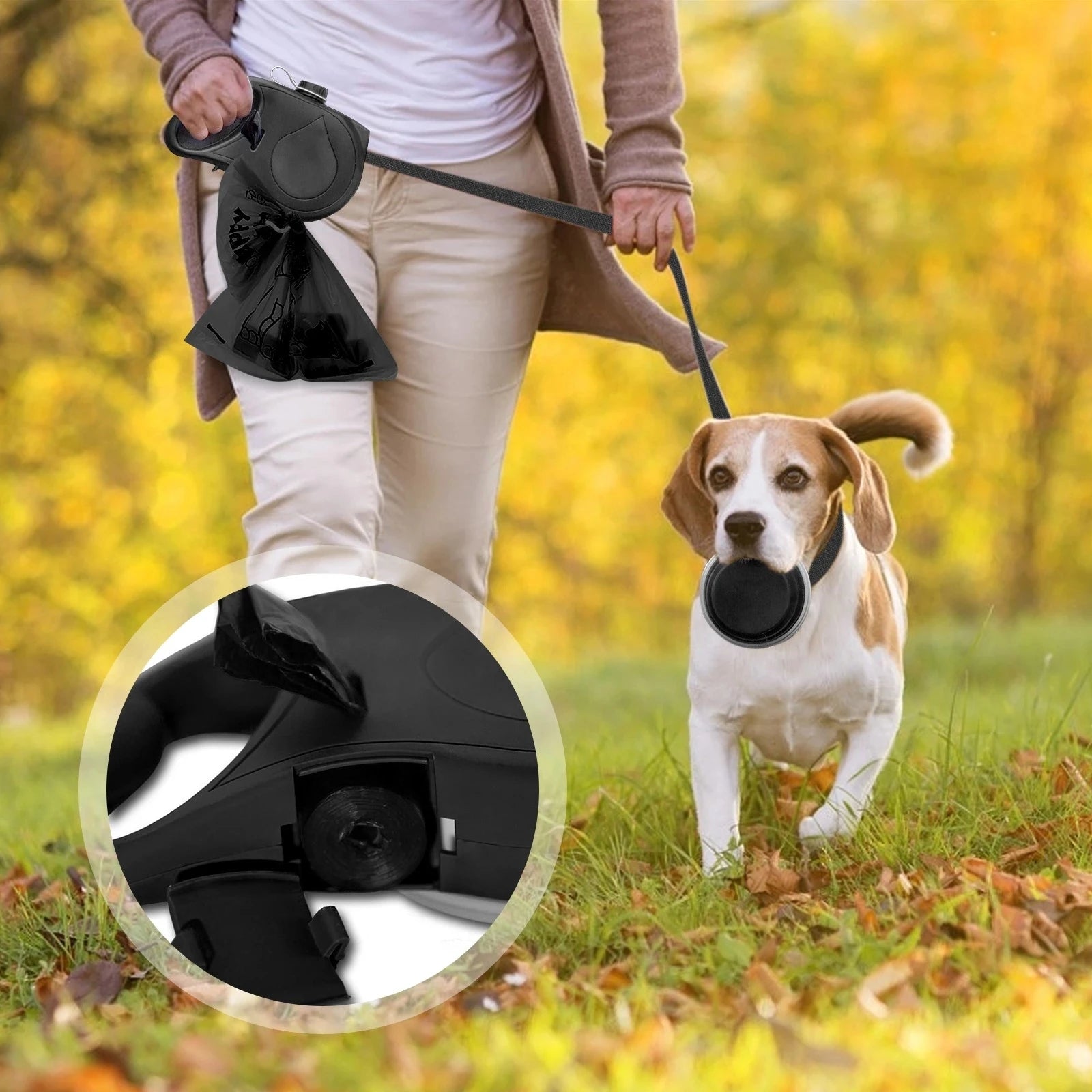 PawPort™ 3-in-1 Outdoor Pet Leash – Leash, Water Bottle & Waste Bag Holder