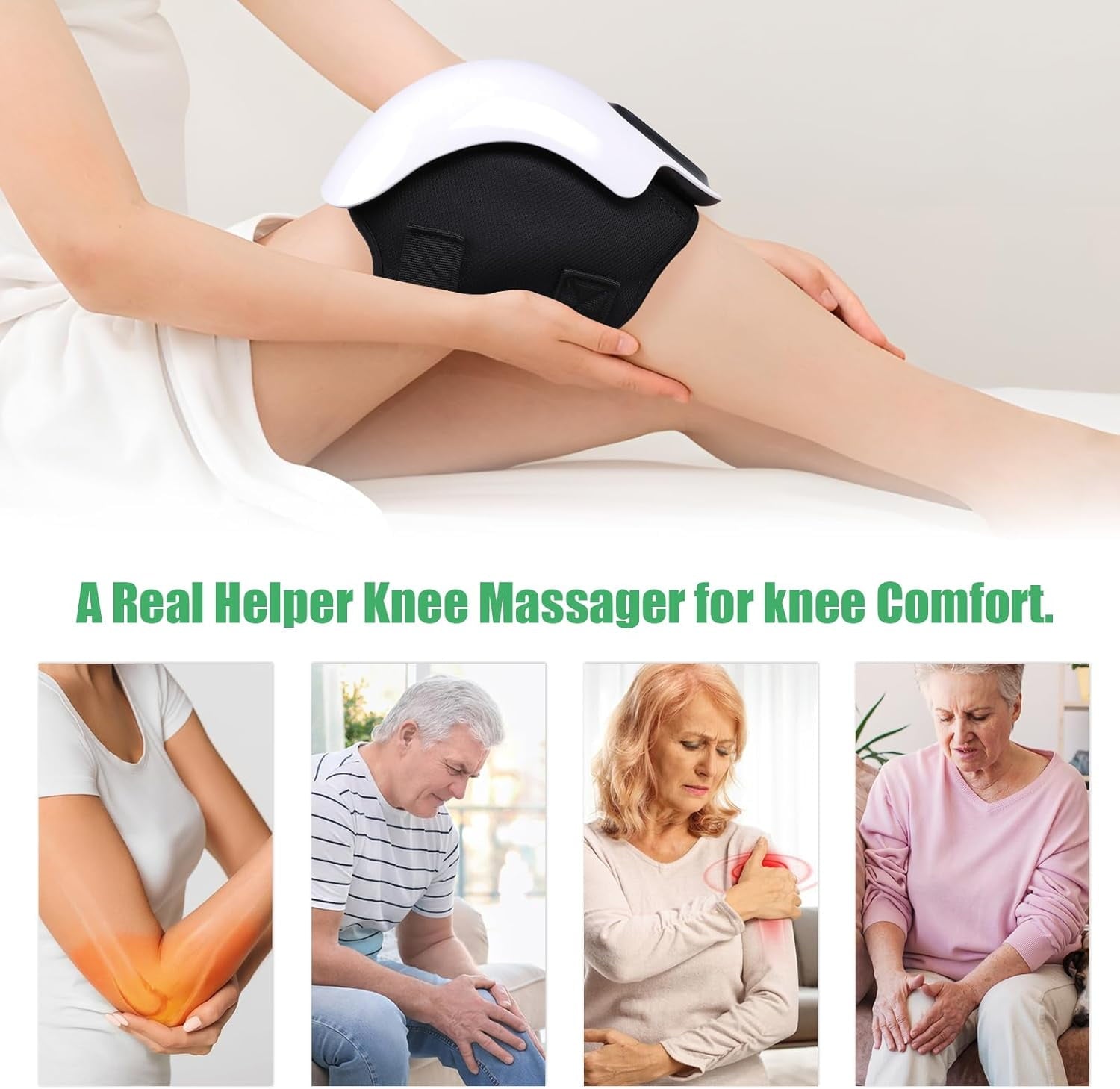 Cordless Knee Massager,Electric Infrared Heating Knee Massager,Air Pressure& Vibration