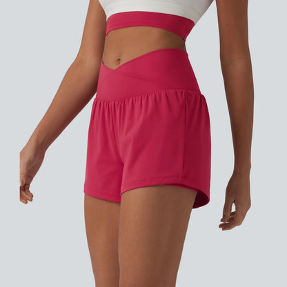 Halara Softlyzero™ Airy Crossover High Waisted 2-In-1 Cool Touch Yoga Shorts with Pockets