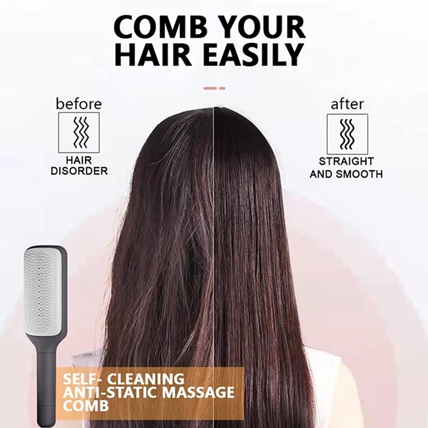 Revolutionary 4-in-1 Self-Cleaning Hair Brush - Anti-Static Massage Comb with Scalable Rotating Design