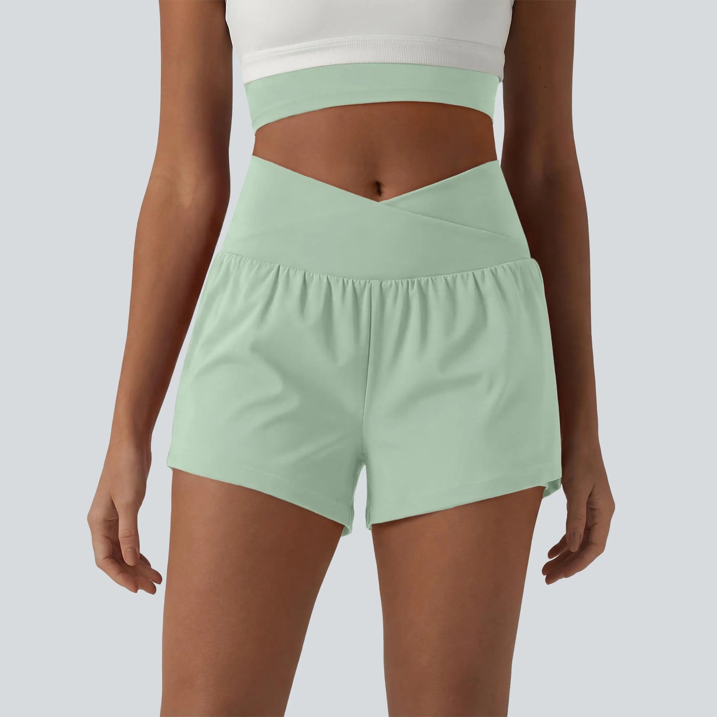 Halara Softlyzero™ Airy Crossover High Waisted 2-In-1 Cool Touch Yoga Shorts with Pockets