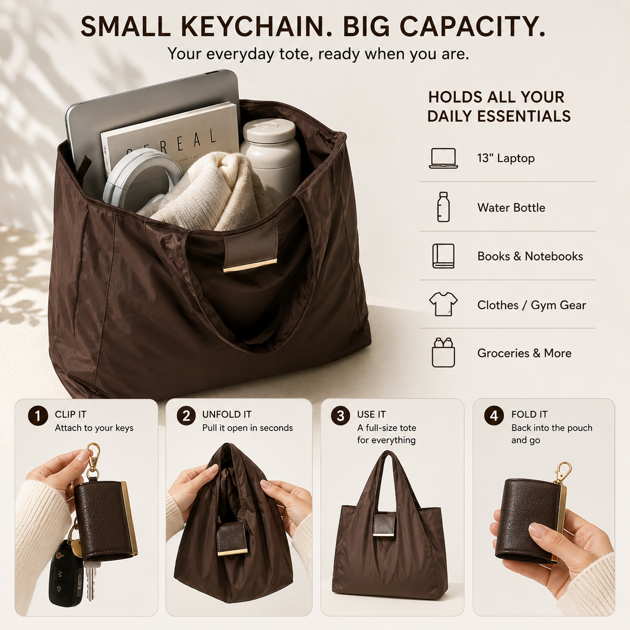 PocketTote™ | Foldable Keychain Tote