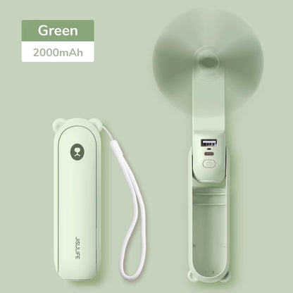 Portable Fan Mini Handheld Fan USB 4500Mah Recharge Hand Held Small 3 In1 Pocket Fan with Power Bank Flashlight Feature
