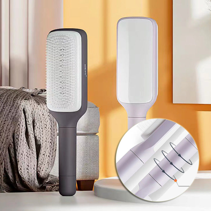 Revolutionary 4-in-1 Self-Cleaning Hair Brush - Anti-Static Massage Comb with Scalable Rotating Design