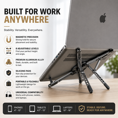Portable Laptop Stand – Foldable Magnetic Metal Stand