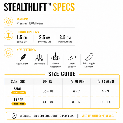 StealthLift™ Height Increase Insoles | Invisible Lift | All-Day Comfort