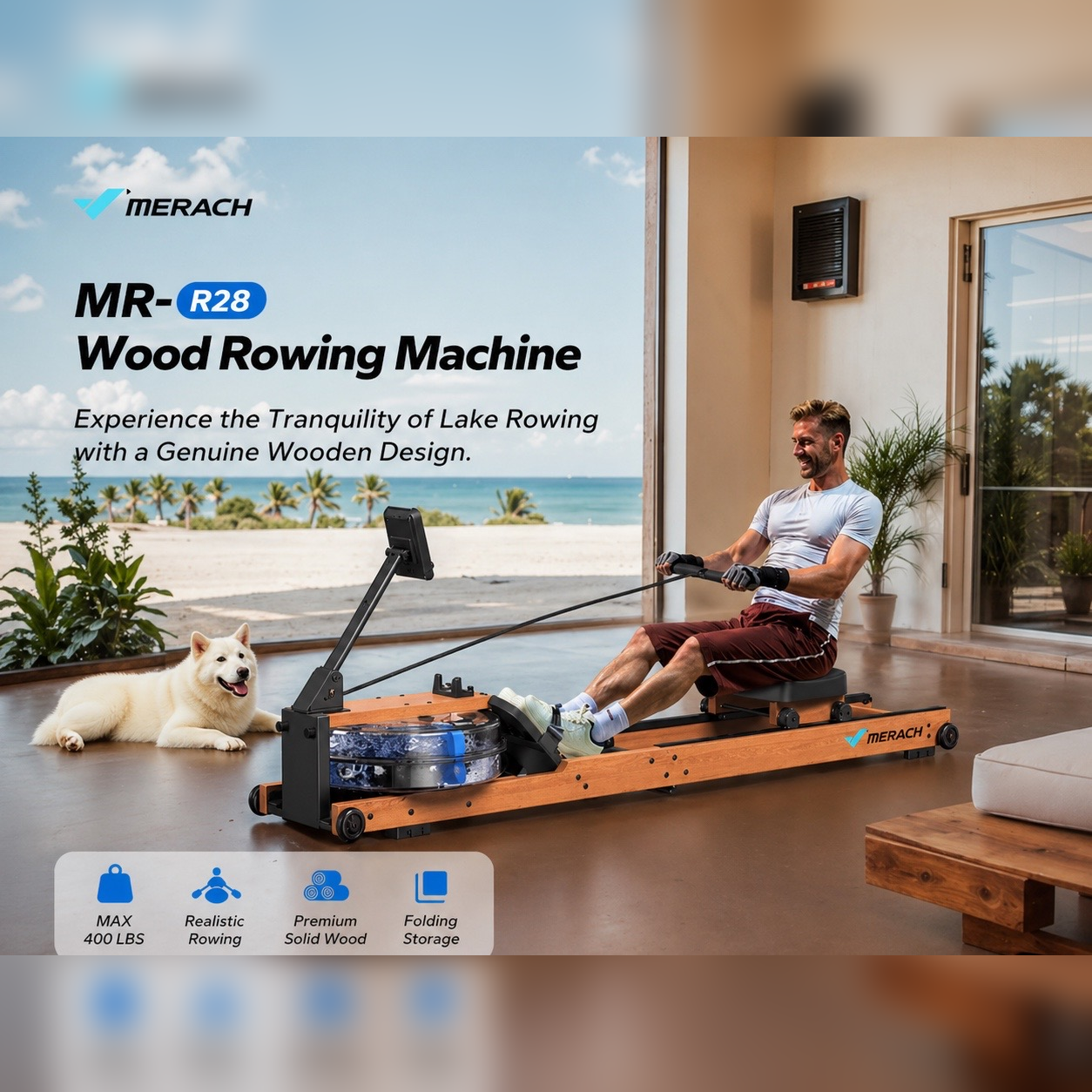 MERACH™ Premium Water Rowing Machine – Smooth, Full Body Training at Home