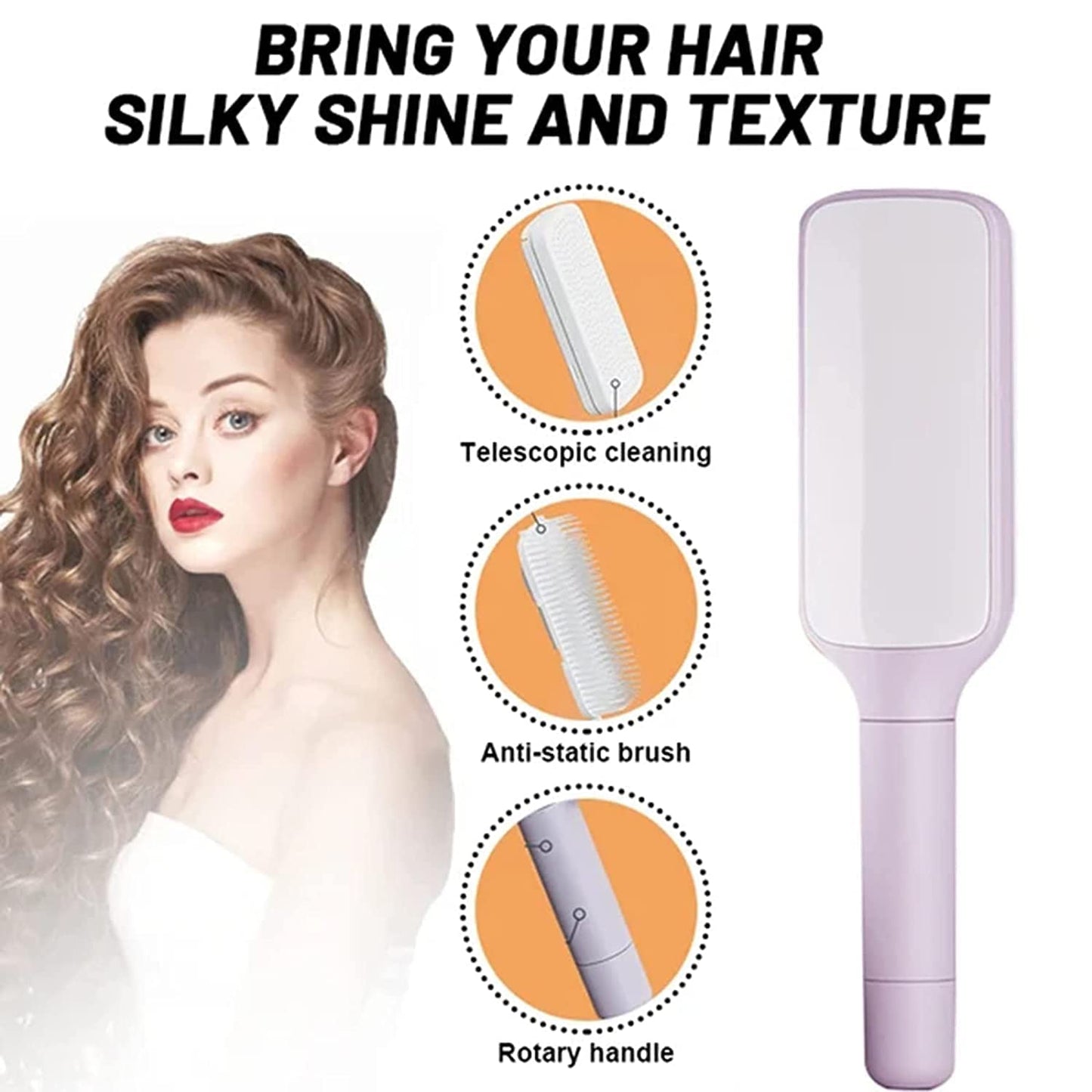 Revolutionary 4-in-1 Self-Cleaning Hair Brush - Anti-Static Massage Comb with Scalable Rotating Design