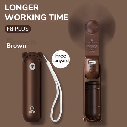 Portable Fan Mini Handheld Fan USB 4500Mah Recharge Hand Held Small 3 In1 Pocket Fan with Power Bank Flashlight Feature