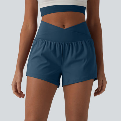 Halara Softlyzero™ Airy Crossover High Waisted 2-In-1 Cool Touch Yoga Shorts with Pockets