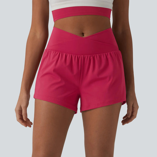 Halara Softlyzero™ Airy Crossover High Waisted 2-In-1 Cool Touch Yoga Shorts with Pockets