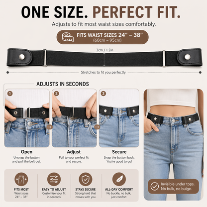 FlexFit™ No-Buckle Belt – Invisible Stretch Fit for All-Day Comfort