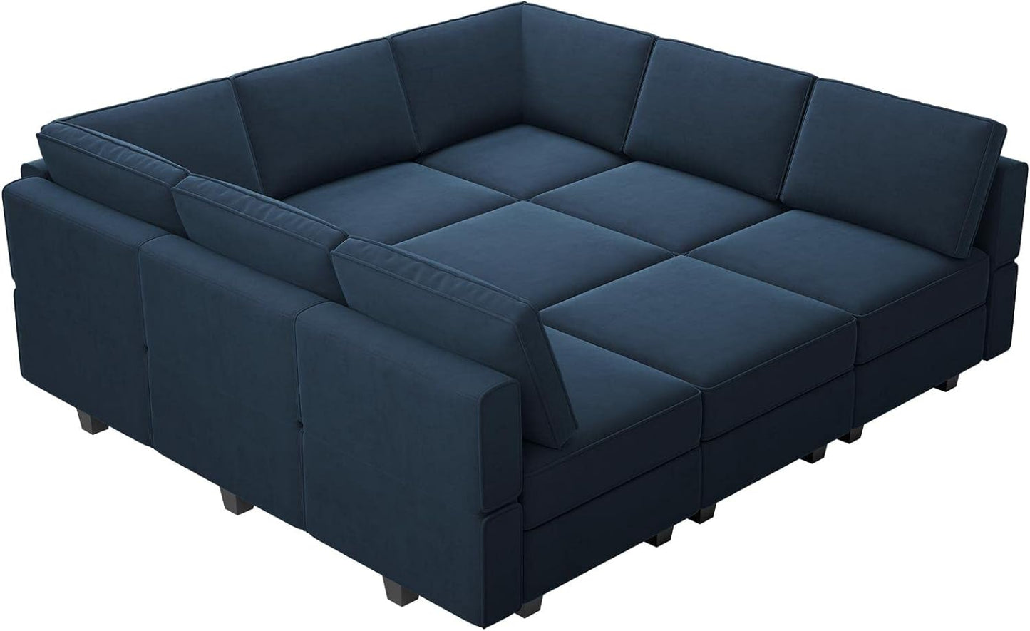 Modular Sectional Sofa with Ottomans Velvet Reversible Sleeper Sectional Sofa with Chaise Modular Sleeper Sofa Bed with Storage Seat Blue