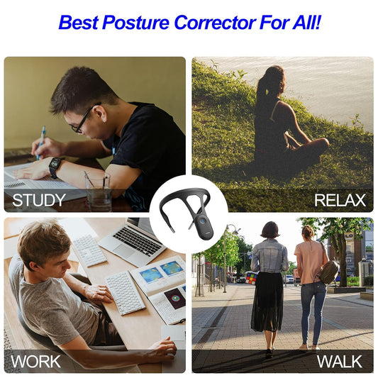 P1 Smart Posture Trainer & Corrector, Control with App, Check Posture in Real Time, Strapless, Boost Health & Temperament (Black)