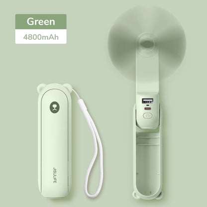 Portable Fan Mini Handheld Fan USB 4500Mah Recharge Hand Held Small 3 In1 Pocket Fan with Power Bank Flashlight Feature