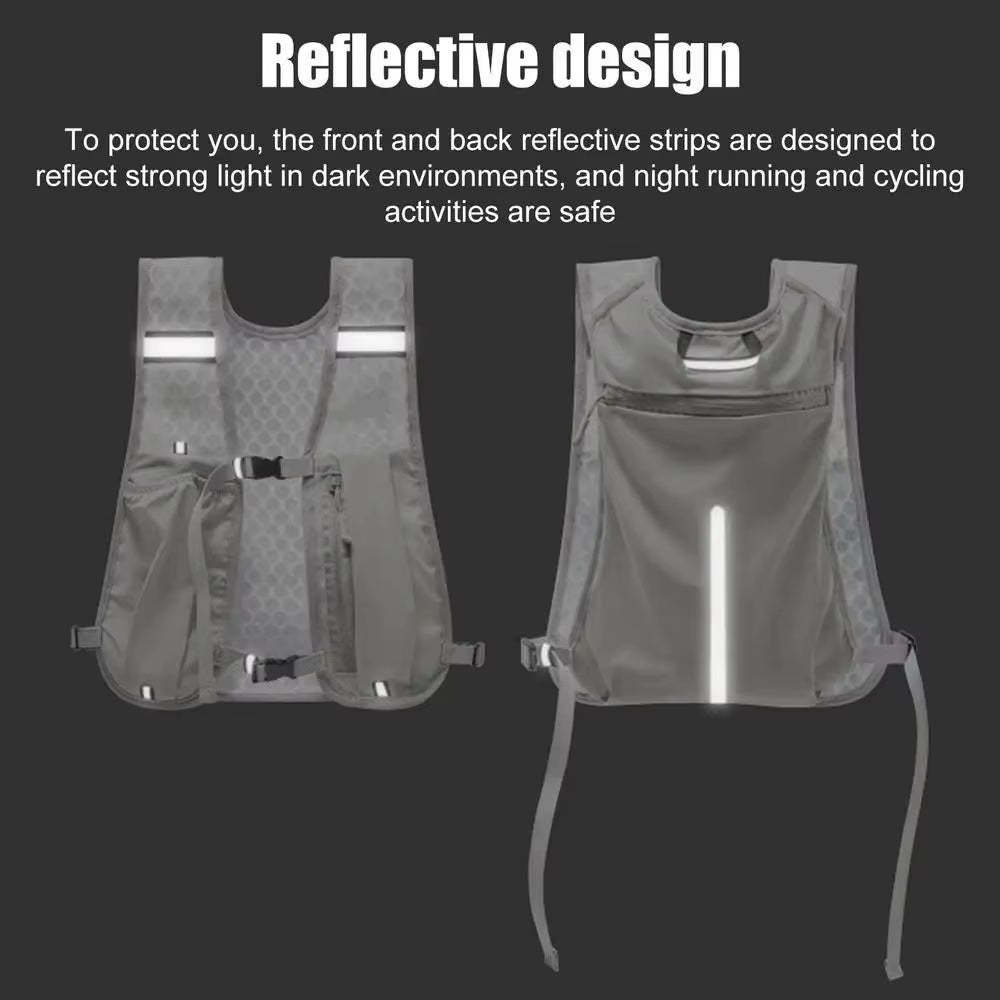 New Running Water Bottle Storage Vest Lightweight Running Vest Reflective Hydration Water Chest Pack with Phone Holder