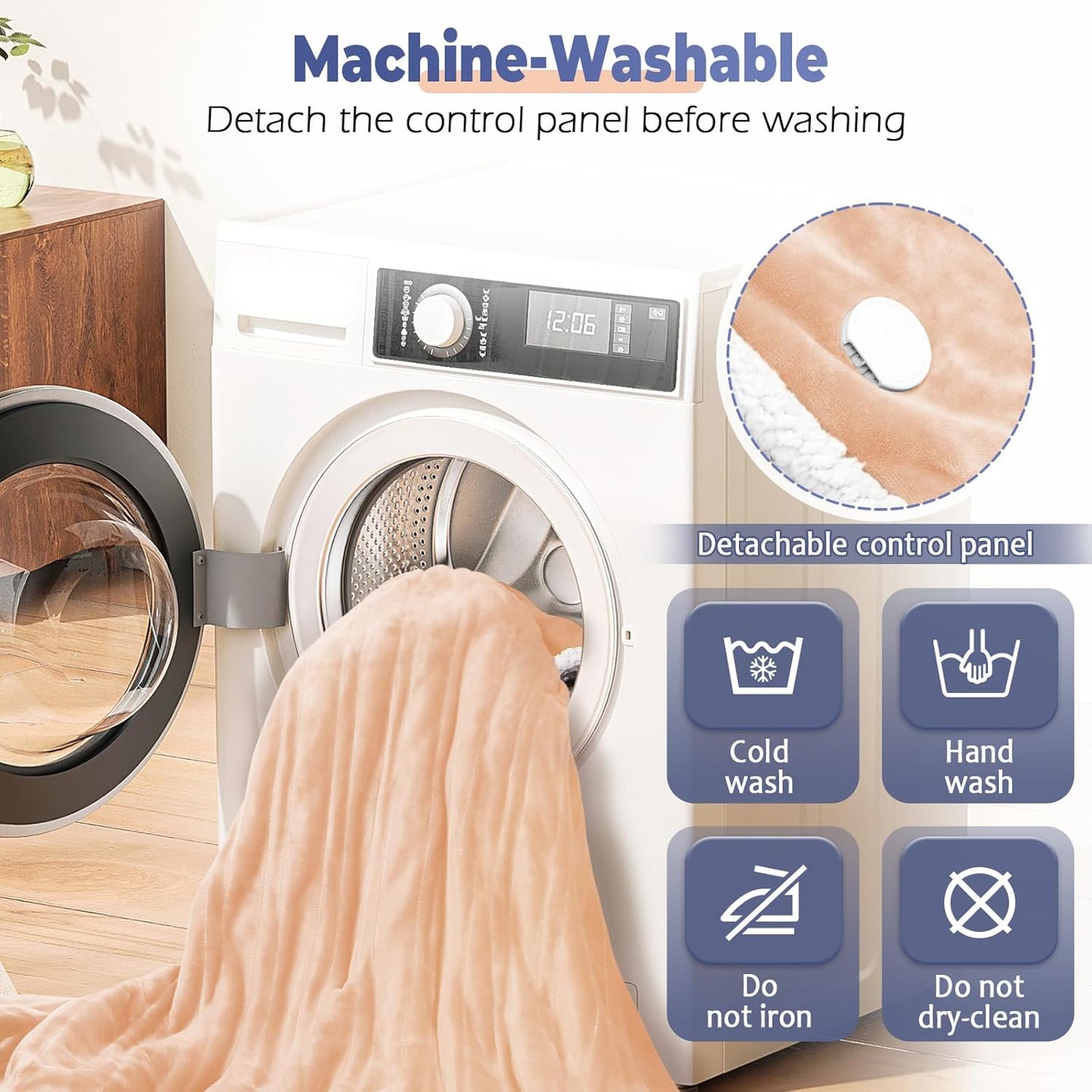 Wearable Heated Blanket with Foot Pocket, Electric Wearable Throw Blanket with Sleeves, Hood, Portable Heated Blanket with 8 Heat Settings, 1-10 Hours Auto Shut-Off, Gift for Family, Friends, 50*70"