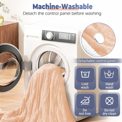 Wearable Heated Blanket with Foot Pocket, Electric Wearable Throw Blanket with Sleeves, Hood, Portable Heated Blanket with 8 Heat Settings, 1-10 Hours Auto Shut-Off, Gift for Family, Friends, 50*70"