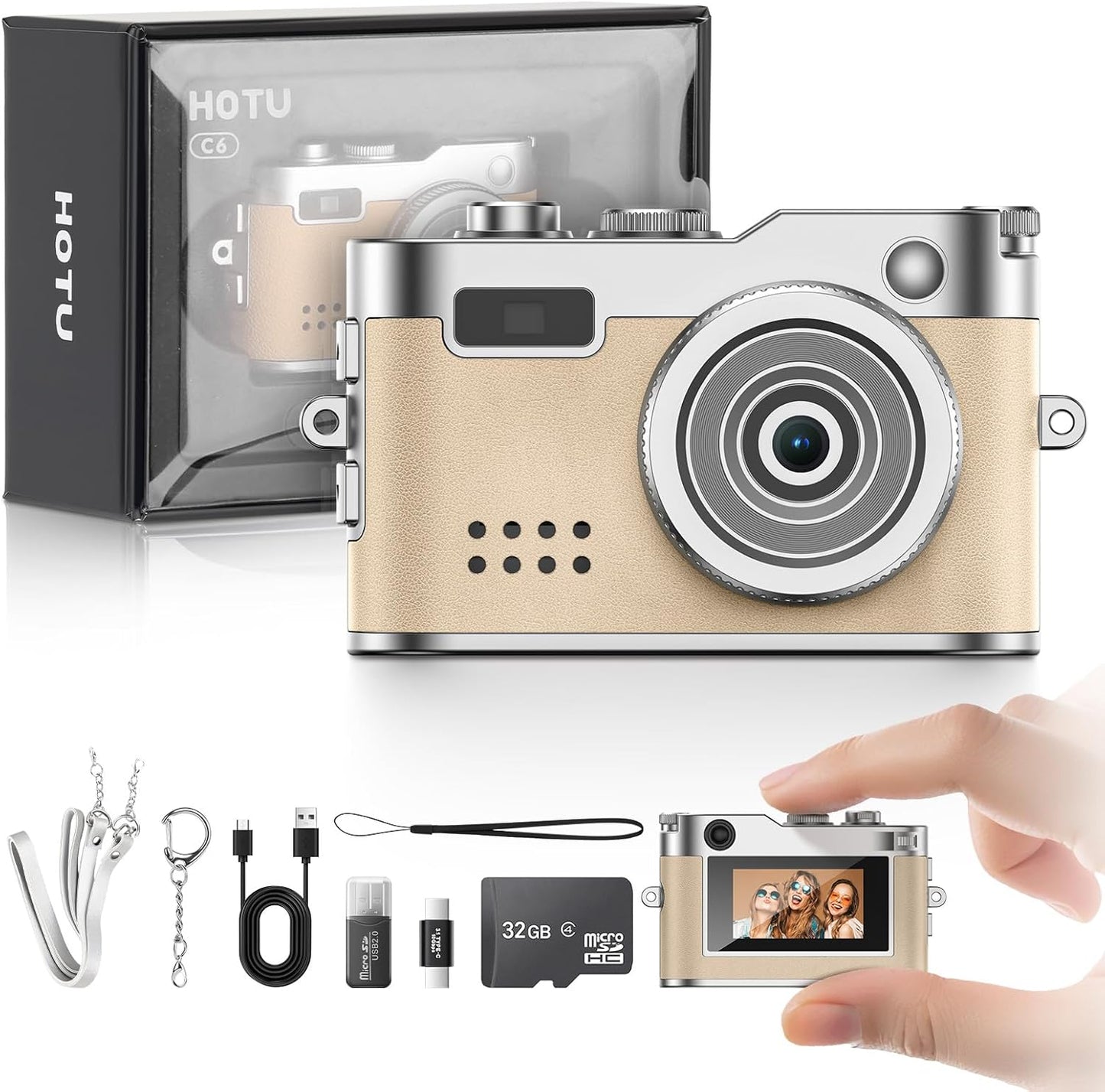 HOTU™ RetroSnap Mini HD Camera – Portable Keychain Vlog Recorder
