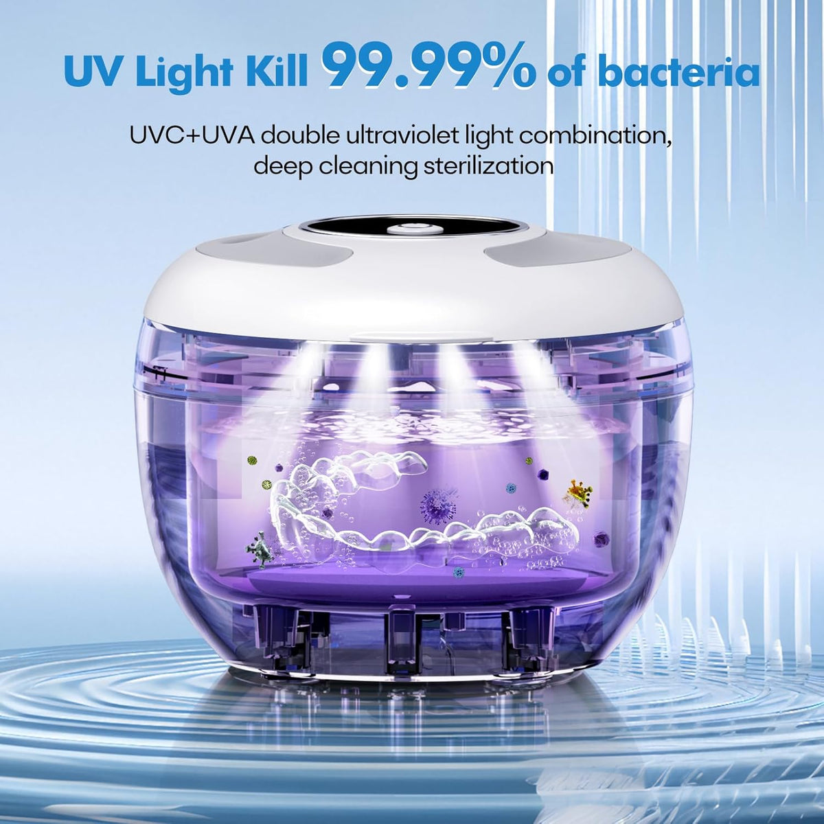 Upgraded Ultrasonic Retainer Cleaner, 45Khz Ultrasonic Dentures Cleaner for Night Guards, Braces, Aligner, Toothbrush, Jewelry and More, 4 Modes Cleaning Pod 200ML