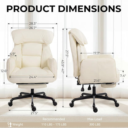 Cross Legged Office Chair with Pivoting Armrests,Criss Cross Chair with Pocket Spring Seat & Back,Reclining Computer Gaming Chair with Footrest and Metal Base (Cream)