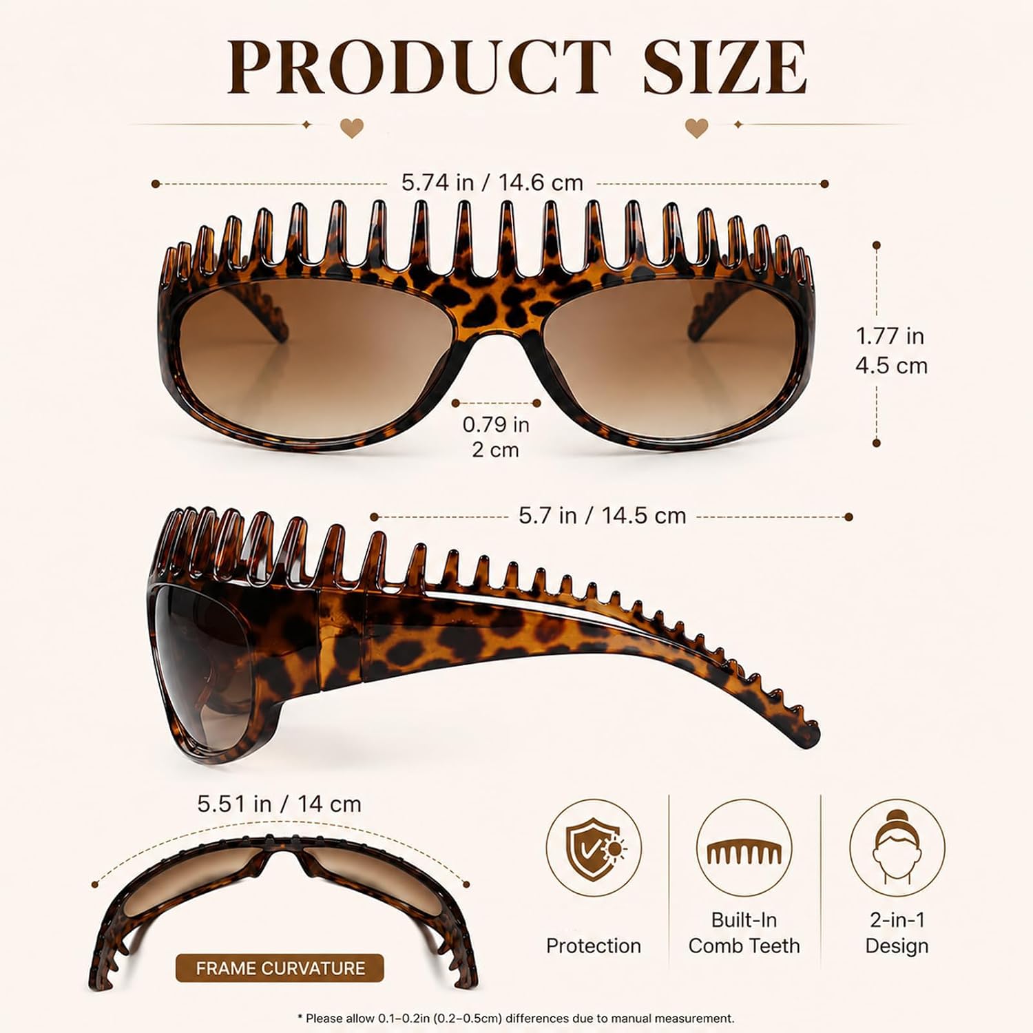 2 in 1 Foldable Sunglasses Headband Chic Tortoiseshell Hair Accessory, for Women Summer Workout Yoga Travel Daily Use