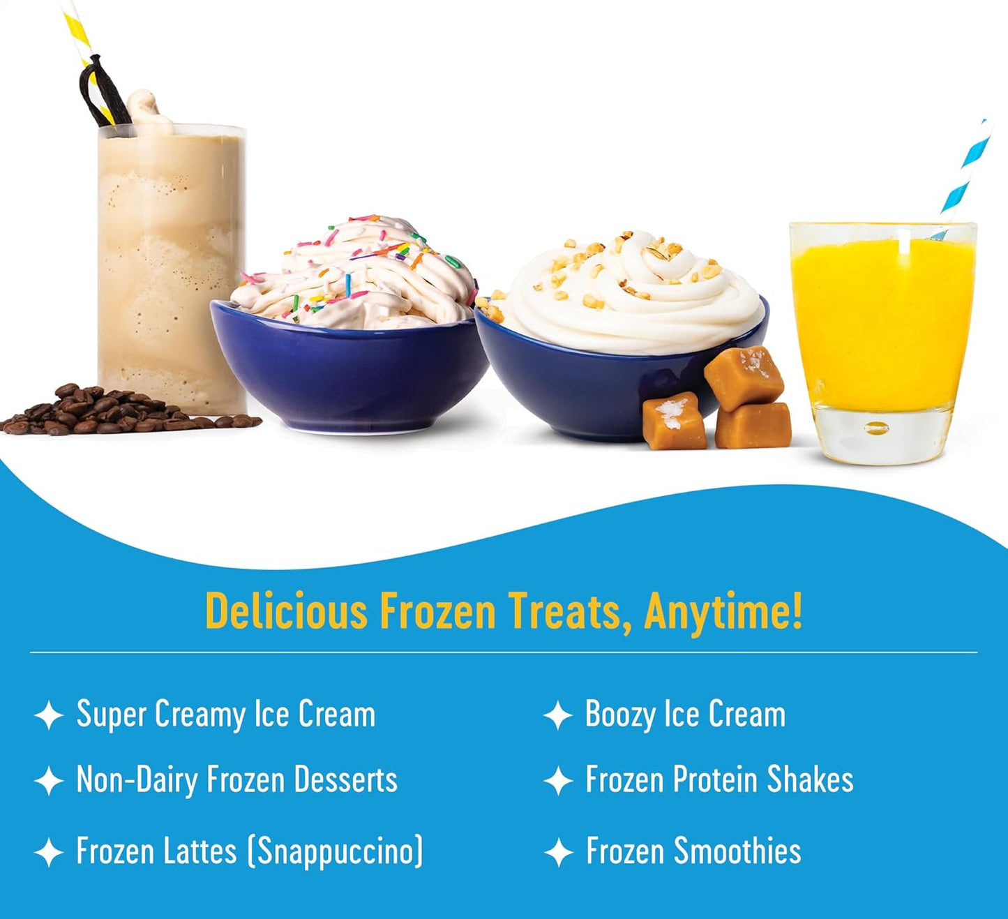Ultimate Frozen Treat Machine - Instant Ice Cream, Non-Dairy Desserts & Smoothies with Freeze-On-Demand Technology - Single-Serve Convenience & 1 Year Warranty!