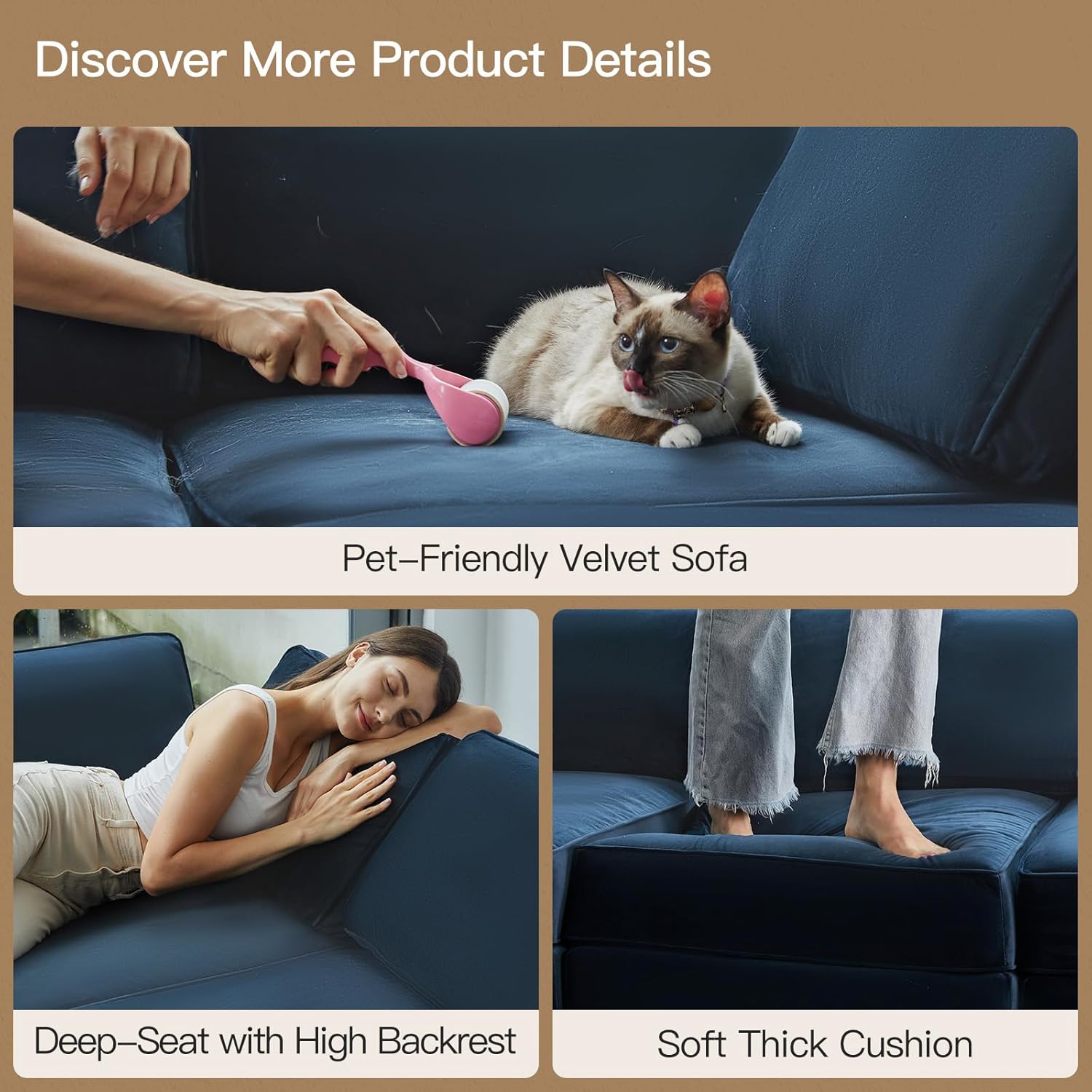 Modular Sectional Sofa with Ottomans Velvet Reversible Sleeper Sectional Sofa with Chaise Modular Sleeper Sofa Bed with Storage Seat Blue