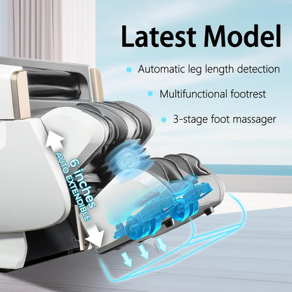R8606 Massage Chair Full Body with AI Voice,53.15" SL Track Zero Gravity Massage Chairs with Auto Extendable Footrest,12 Modes,Heating,Foot Roller,App Control,Pet-Scratch Resistant Shell