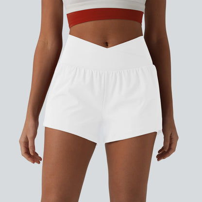 Halara Softlyzero™ Airy Crossover High Waisted 2-In-1 Cool Touch Yoga Shorts with Pockets
