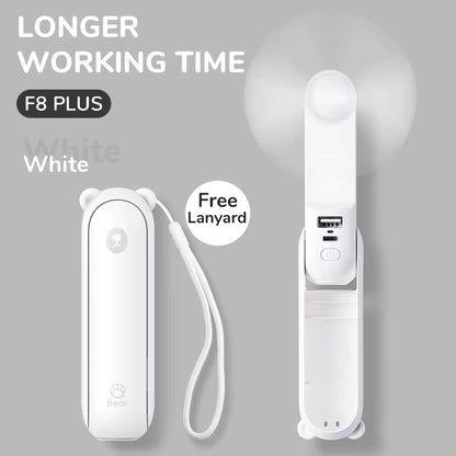 Portable Fan Mini Handheld Fan USB 4500Mah Recharge Hand Held Small 3 In1 Pocket Fan with Power Bank Flashlight Feature