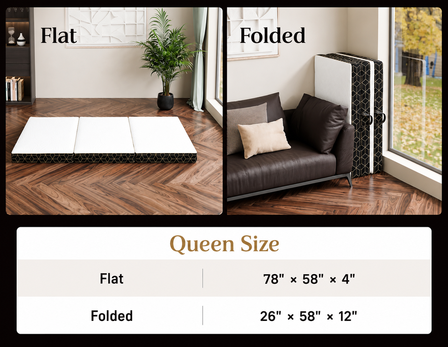 NestFold™ Queen Tri-Fold Memory Foam Mattress