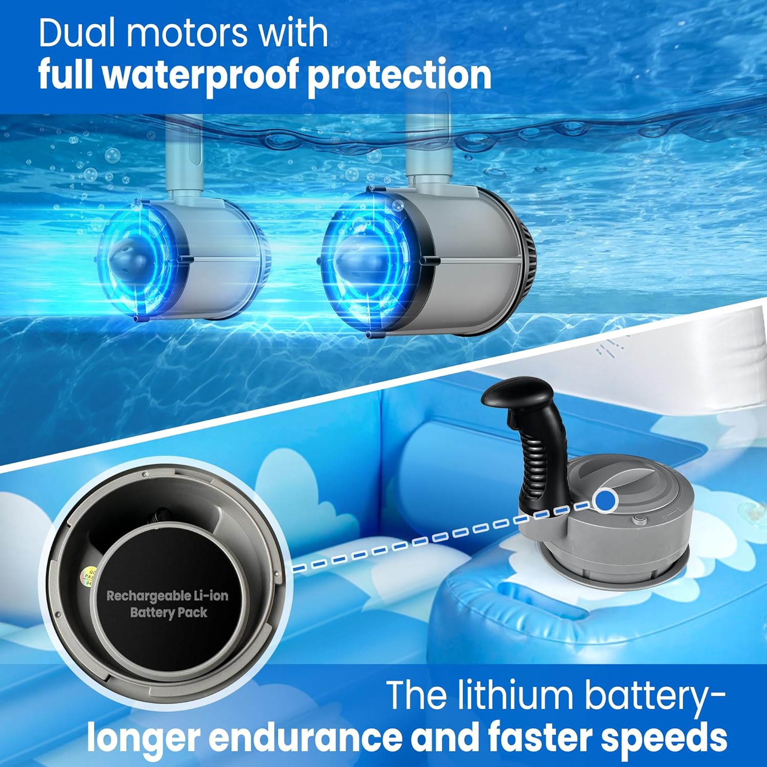Motorized Pool Float for Adults, Rechargeable Electric Inflatable Lounger with Canopy, Lake River Floats Adult Size with Dual Motors, Pool Toys for Party, Vacation & Relaxation