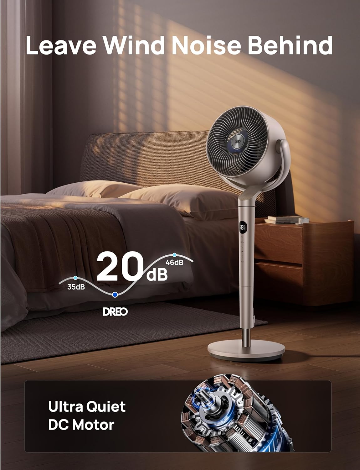 Smart Fans for Bedroom, 120° +120° Omni-Directional Oscillating Fan, 100Ft Quiet Pedestal Fan with RGB Light, 9 Speeds, 6 Modes, 20Db, 8H Timer, Wi-Fi/Voice, 37-42" Floor Fans, Starlight