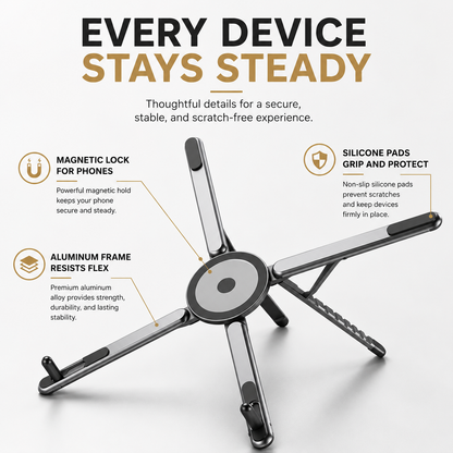 Portable Laptop Stand – Foldable Magnetic Metal Stand