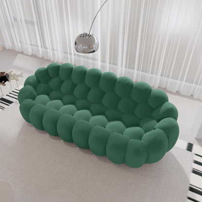 Bubble Couch, 98.43'' Modern 3-Seater Lazy Floor Couch, Memory Foam Bubble round Sofa 3D Honeycomb Shape Curved Sofas for Living Room, Office, Apartment (Green)