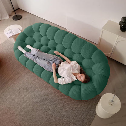 Bubble Couch, 98.43'' Modern 3-Seater Lazy Floor Couch, Memory Foam Bubble round Sofa 3D Honeycomb Shape Curved Sofas for Living Room, Office, Apartment (Green)