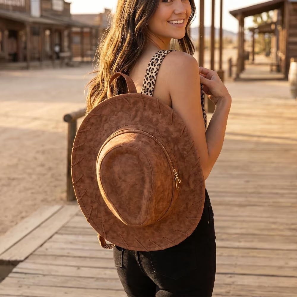 Cowgirl Hat Backpack, Cowboy Hatbackpack, Western Backpack for Women, Hat Shaped Bag for Travel & Daily Use