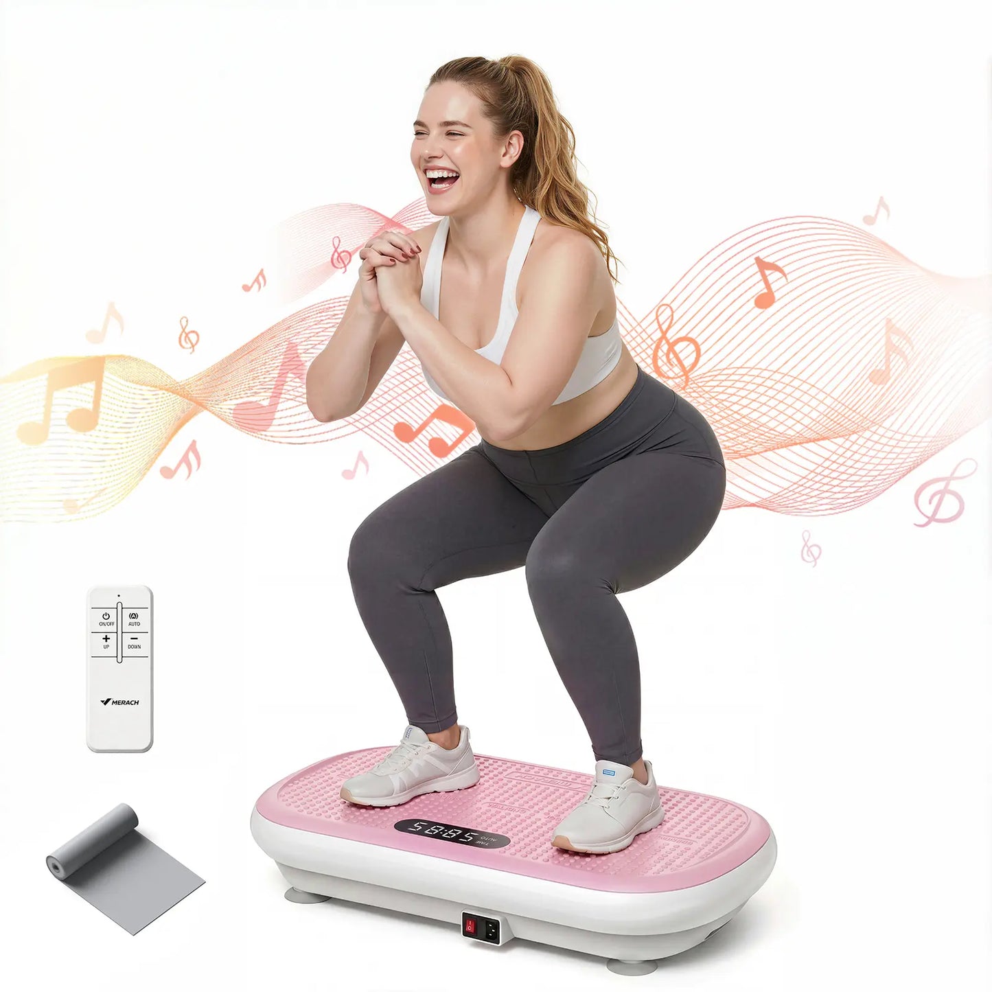 Merach High-Power Vibration Plate Exercise Machine,440Lbs Weight Capacity, Bluetooth Remote Control, 4 Workout Modes for Home Gym Fitness Equipment Backtoschool