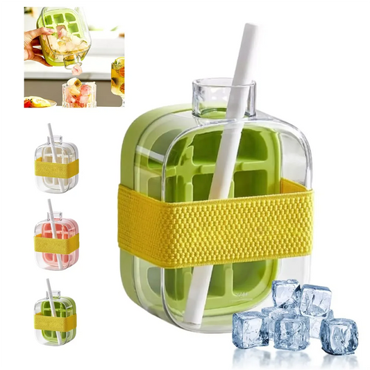IcePress™ Bottle – 2-in-1 Push-to-Release Ice Maker with Straw