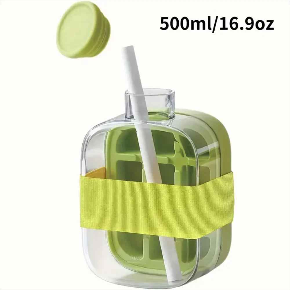 IcePress™ Bottle – 2-in-1 Push-to-Release Ice Maker with Straw