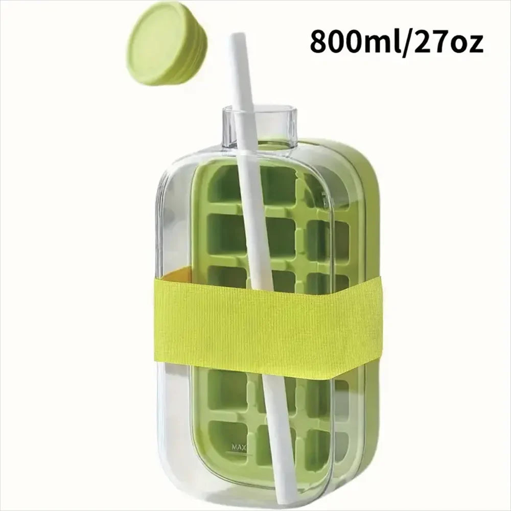 IcePress™ Bottle – 2-in-1 Push-to-Release Ice Maker with Straw