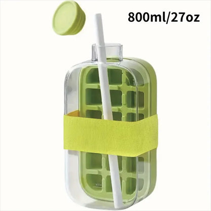 IcePress™ Bottle – 2-in-1 Push-to-Release Ice Maker with Straw