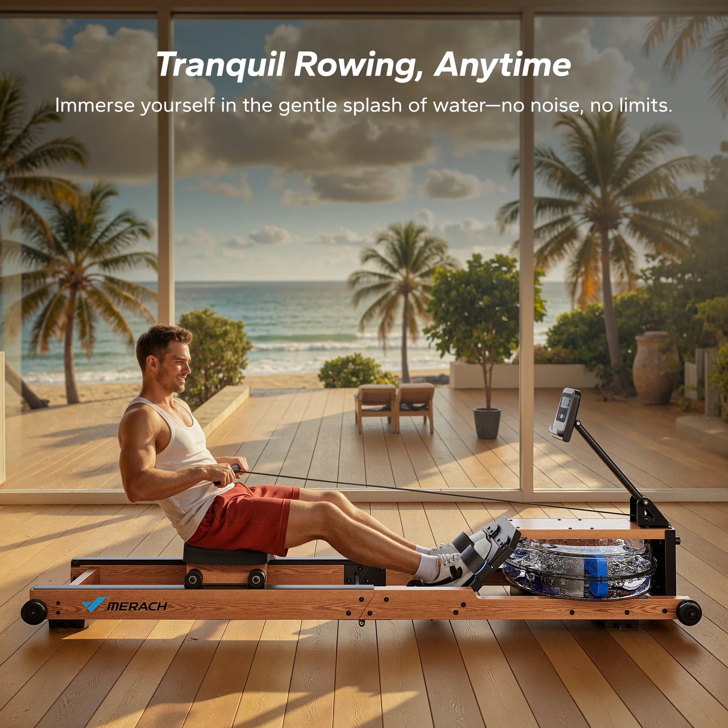 MERACH™ Premium Water Rowing Machine – Smooth, Full Body Training at Home